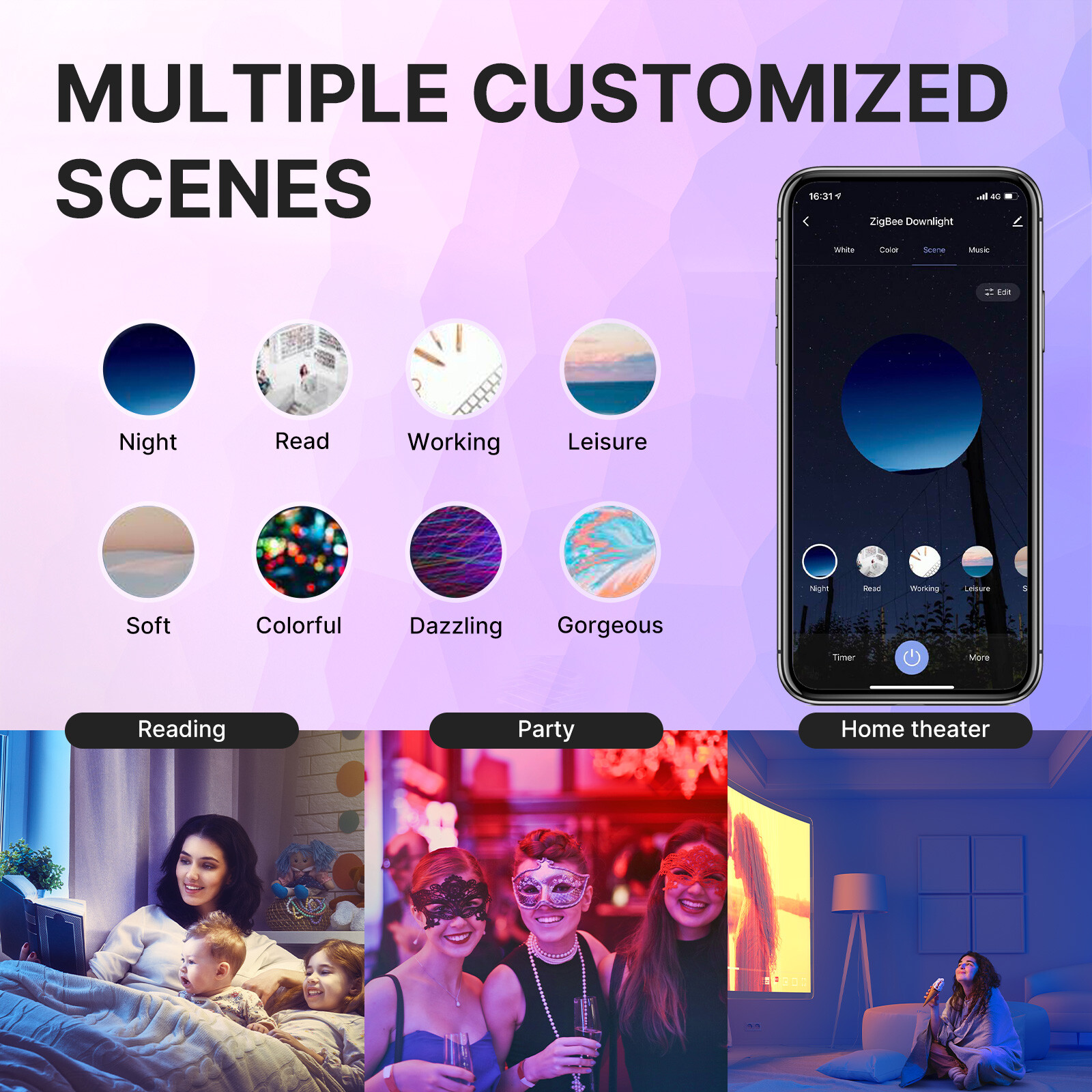 MOES ZigBee Smart LED Downlight Ultrathin Dimmable Spot Bulbs 6W RGB Cool + Warm