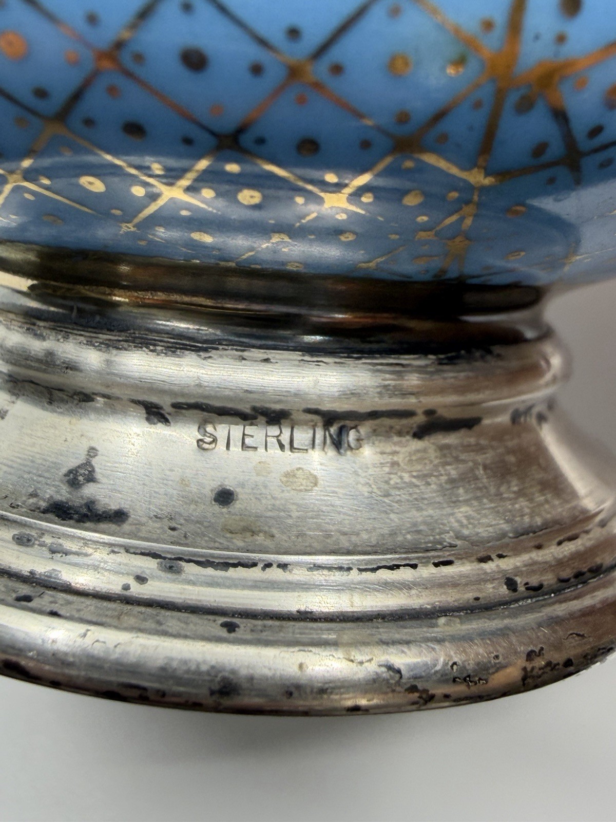 Antique Ornate Porcelain China Salt And Pepper Shakers Sterling Silver