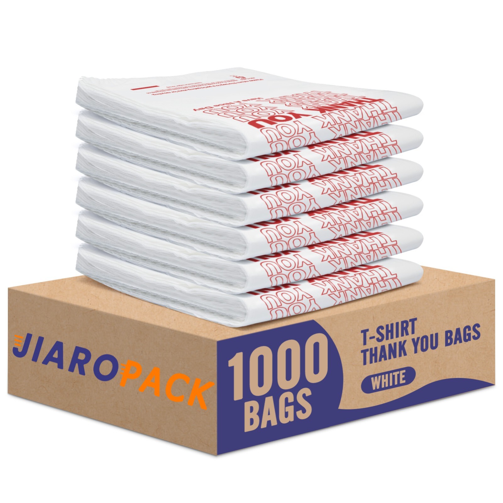 1000 Thank You T-Shirt Bags 12" x 6.5" x 21", Plastic Grocery Shopping Bags