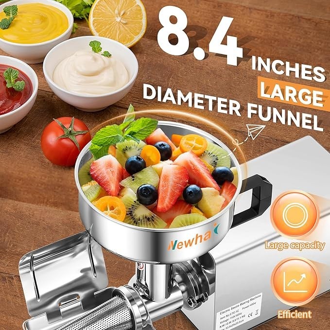 Newhai 450W Electric Tomato Strainer Commercial Sauce Maker Stainless Steel
