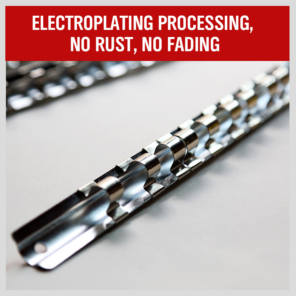 3PC Socket Holder Sliding Rail Tray Organizer 1/4" 3/8" 1/2"Mountable Steel Rack