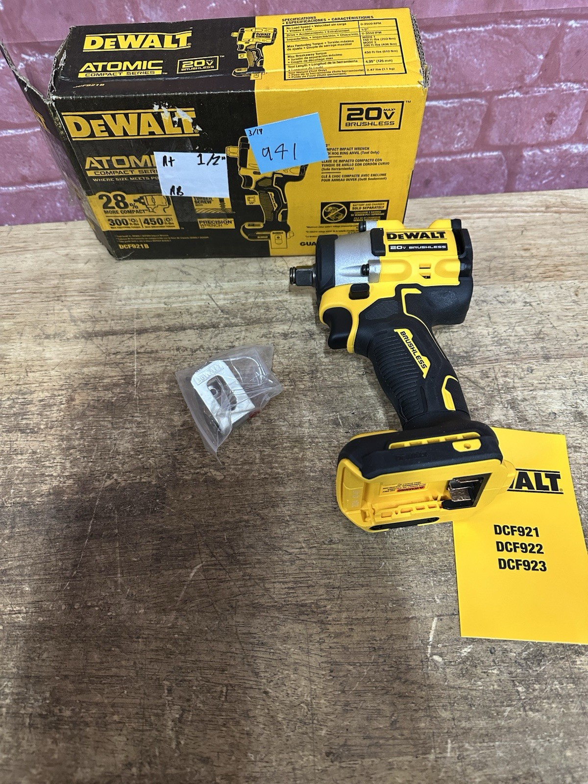 DEWALT DCF921B 20V 1/2inch Impact Wrench (Tool Only) Open Box