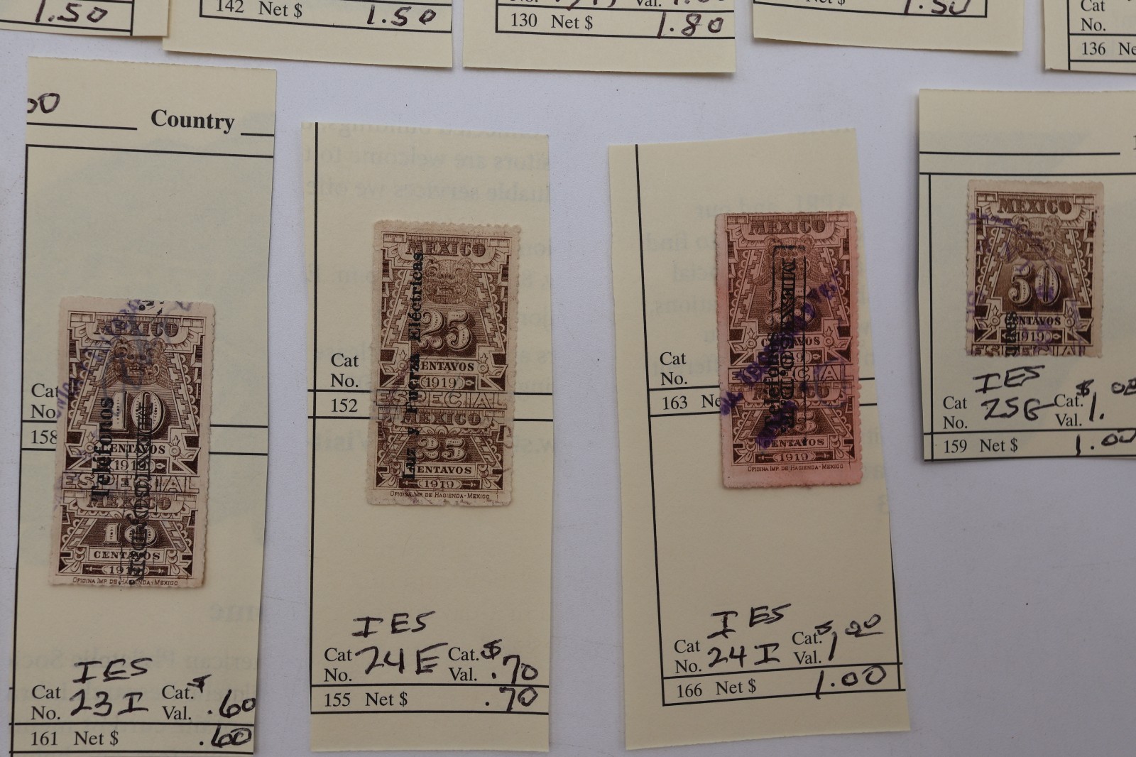 MEXICO REVENUE PAGE LOT ALL DIFFERENT IES1 IES45 WITH TALON IMPUESTO ESPECIAL