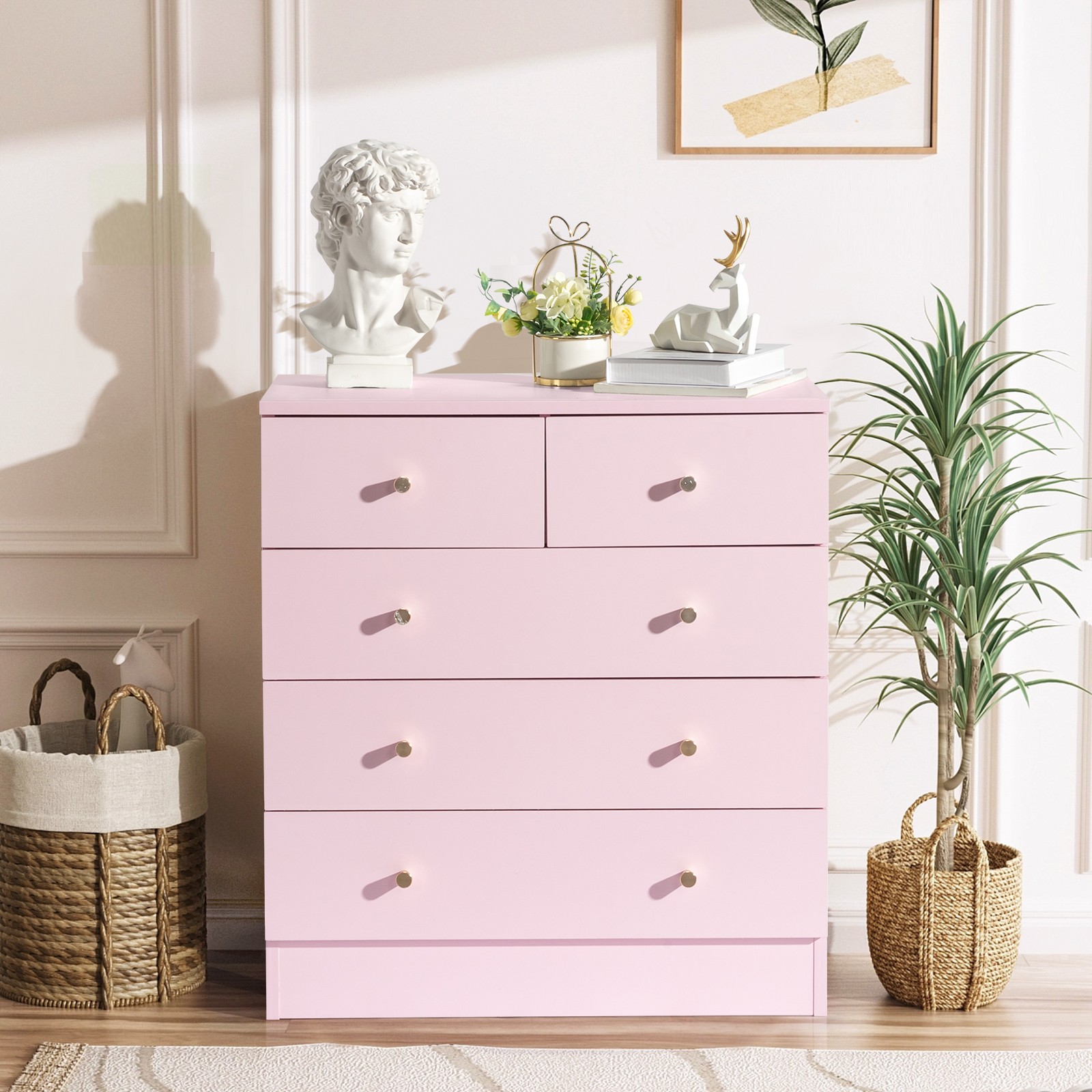 25.98"L Dresser for Bedroom 5 Drawer Wide Modern Chest of Drawers for Bedroom