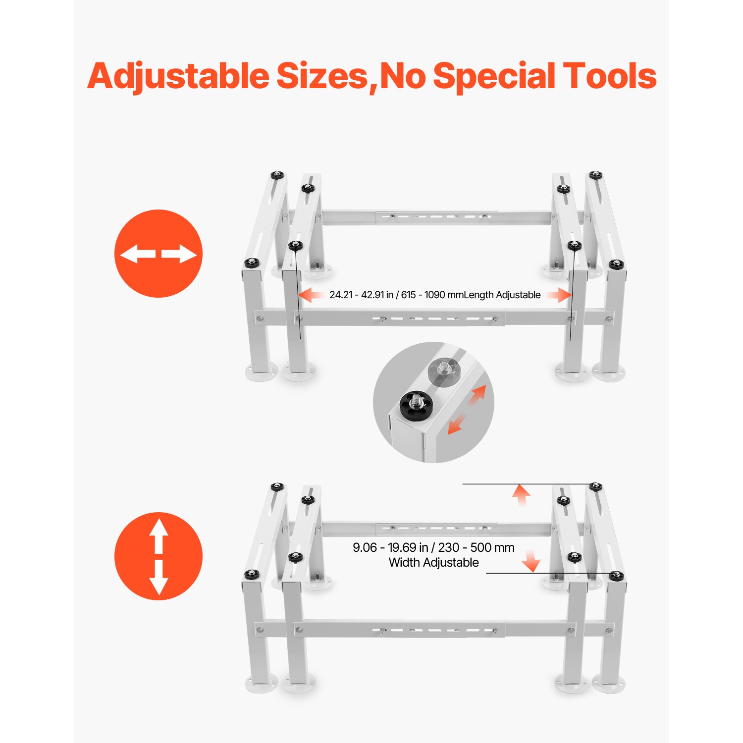 Mini Split Ground Stand Adjustable Anti Vibration for 9000-60000 BTU