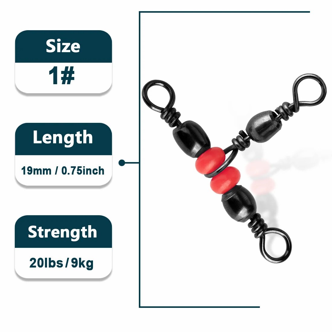 50Pcs Cross Rolling Swivels Stainless Steel 3 Way Swivels Fishing Line Connector