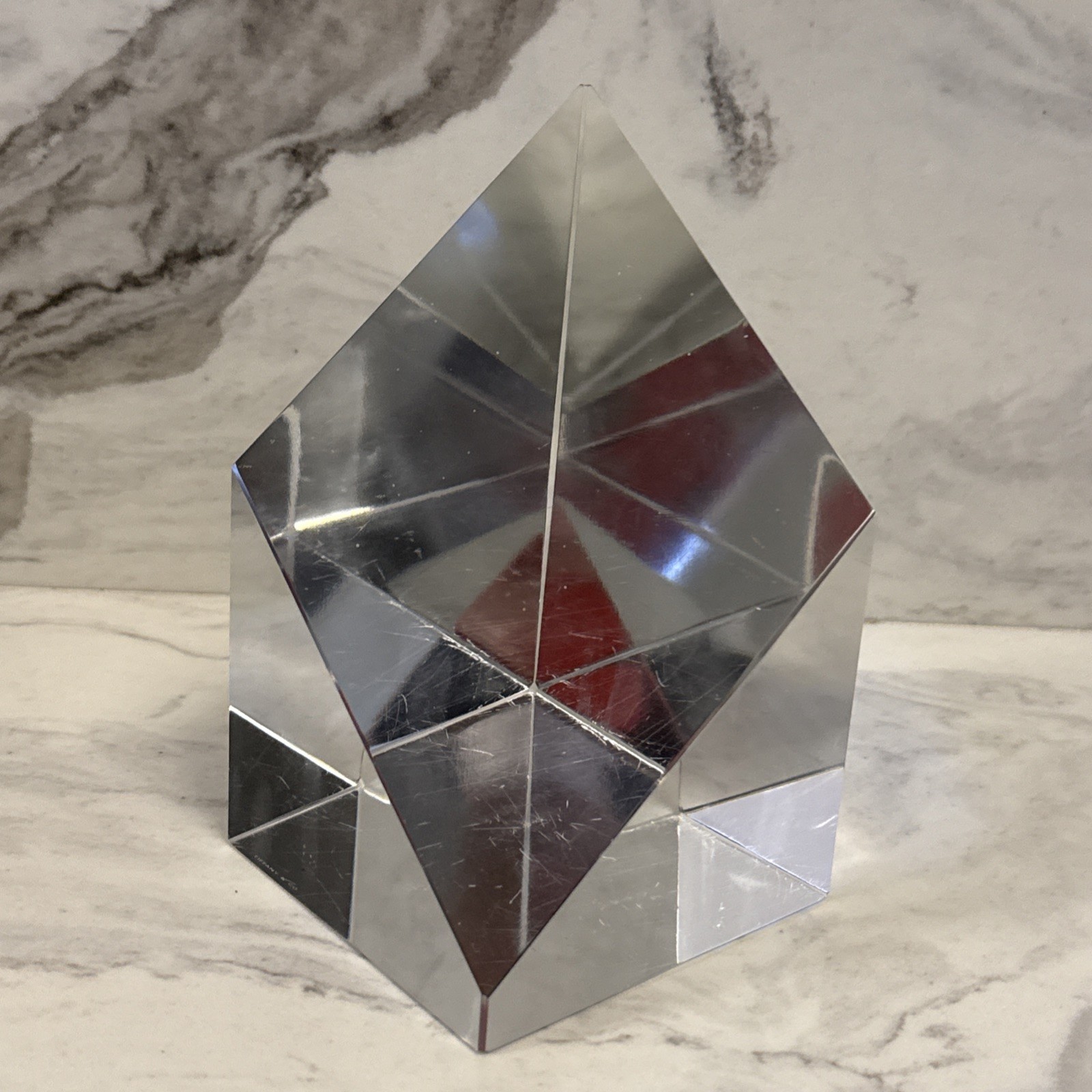 Tiffany & Co Rare Vintage Signed Large Faceted Crystal Sculpture Estate Find