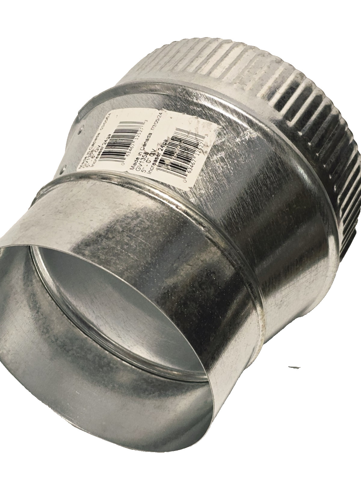 Imperial GV1358 Galvanized 24 ga. Steel Furnace Pipe INCREASER 5"-6" Dia.