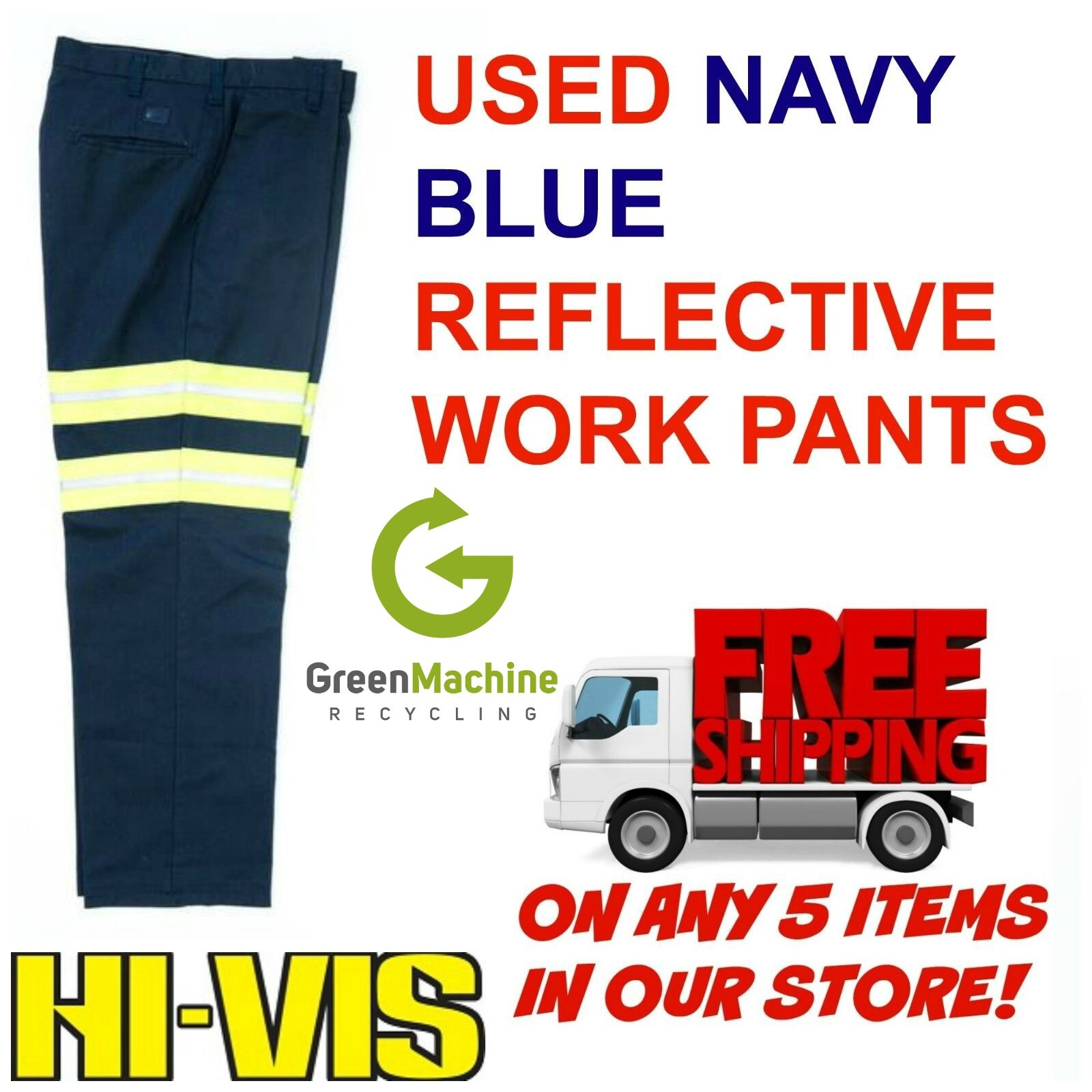 Used Hi-Visibility Reflective Hi-Vis Work Pants Cintas Redkap Unifirst G&K