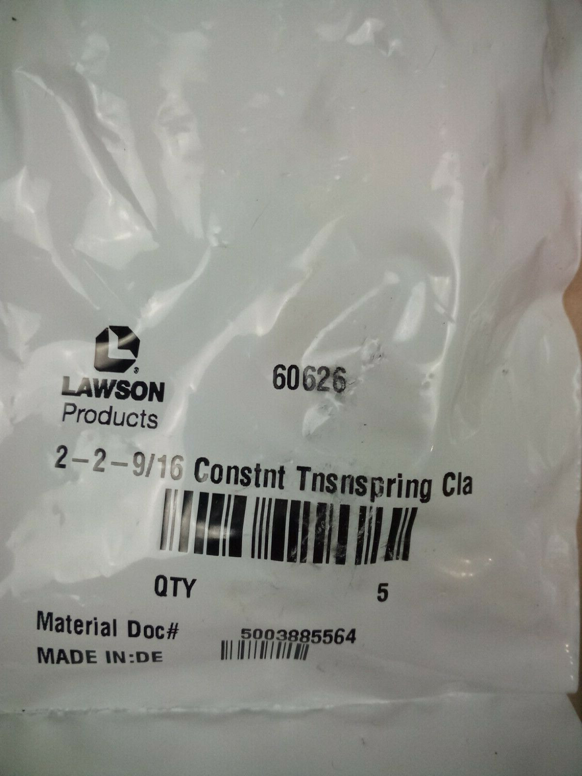 (2 Packs of 5 ) LAWSON PRODUCTS 2-2-9/16 Constant Tension Spring Clamps 60626