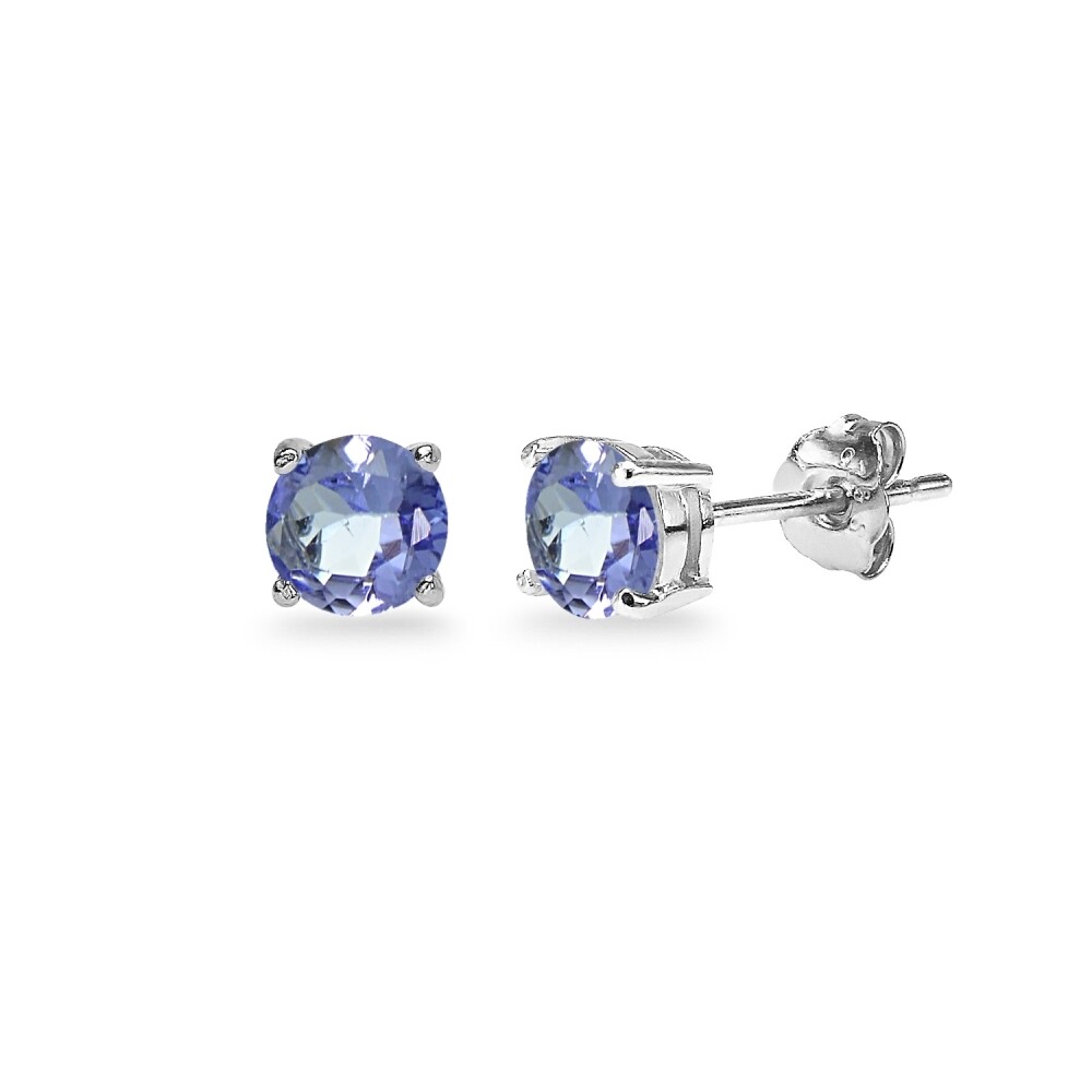 Sterling Silver Tanzanite 5mm Round Stud Earrings