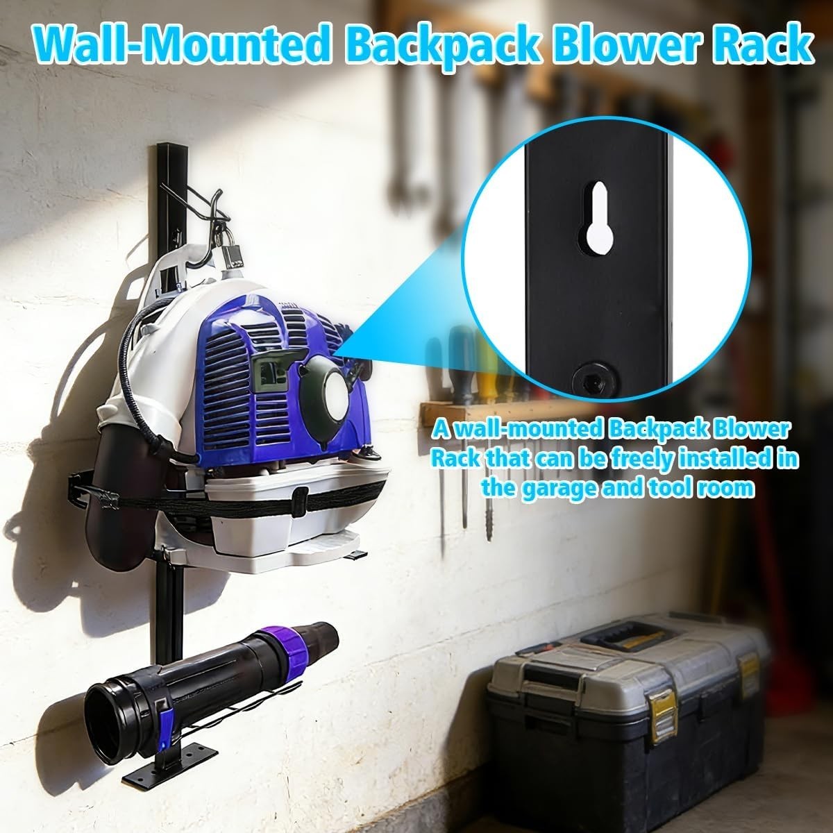 Heavy-Duty Backpack Blower Rack for Trailers, Steel Storage Tube Bracket and Str