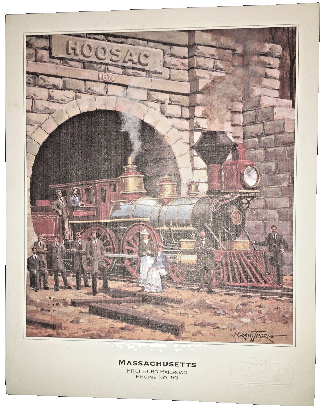 Vintage  MASSACHUSETTS Fitchburg Railroad Engine No. 50 Rare 8x10  Print