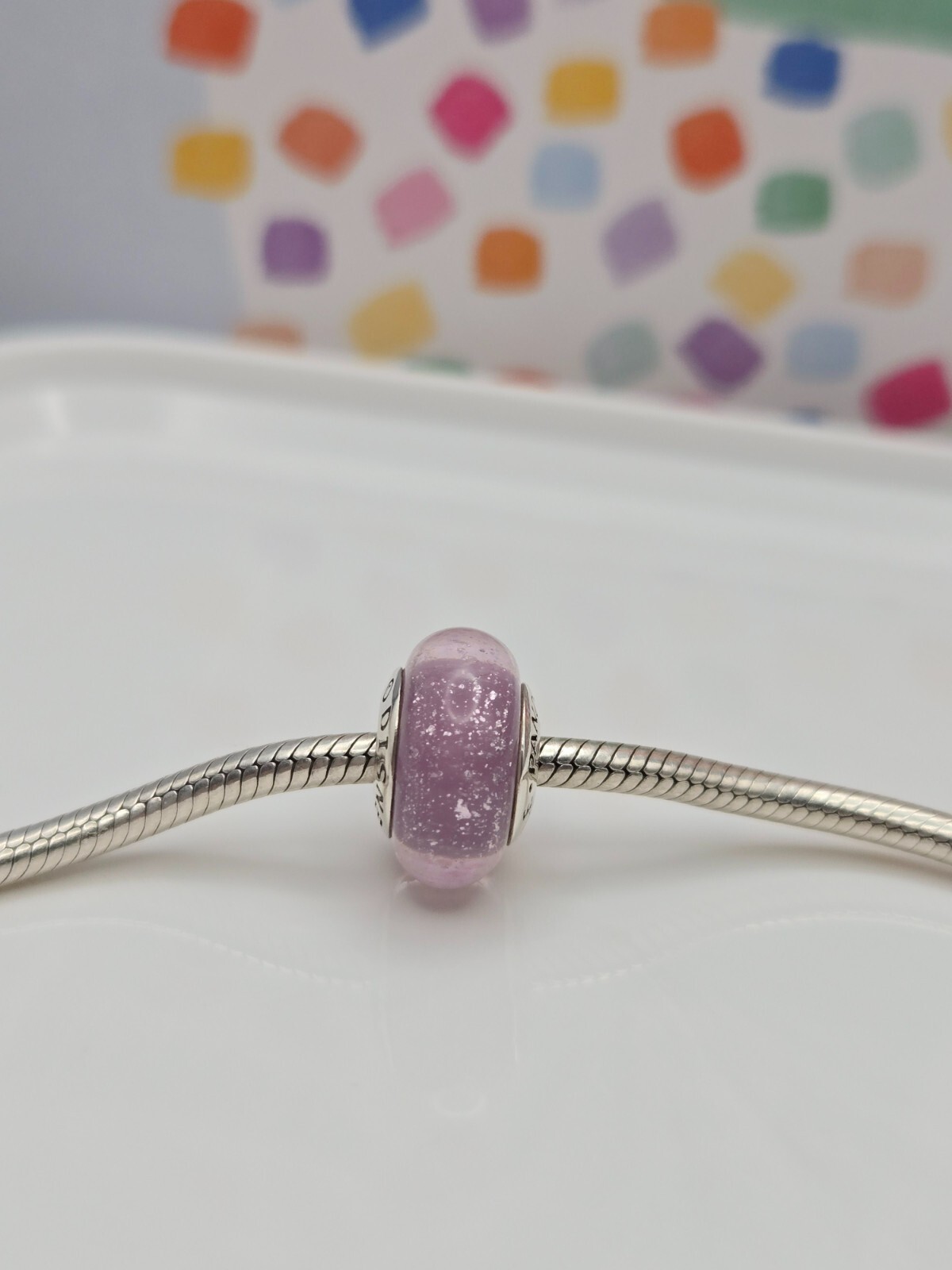 Authentic Pandora Disney Rapunzel's Signature Color Murano Glass purple Charm