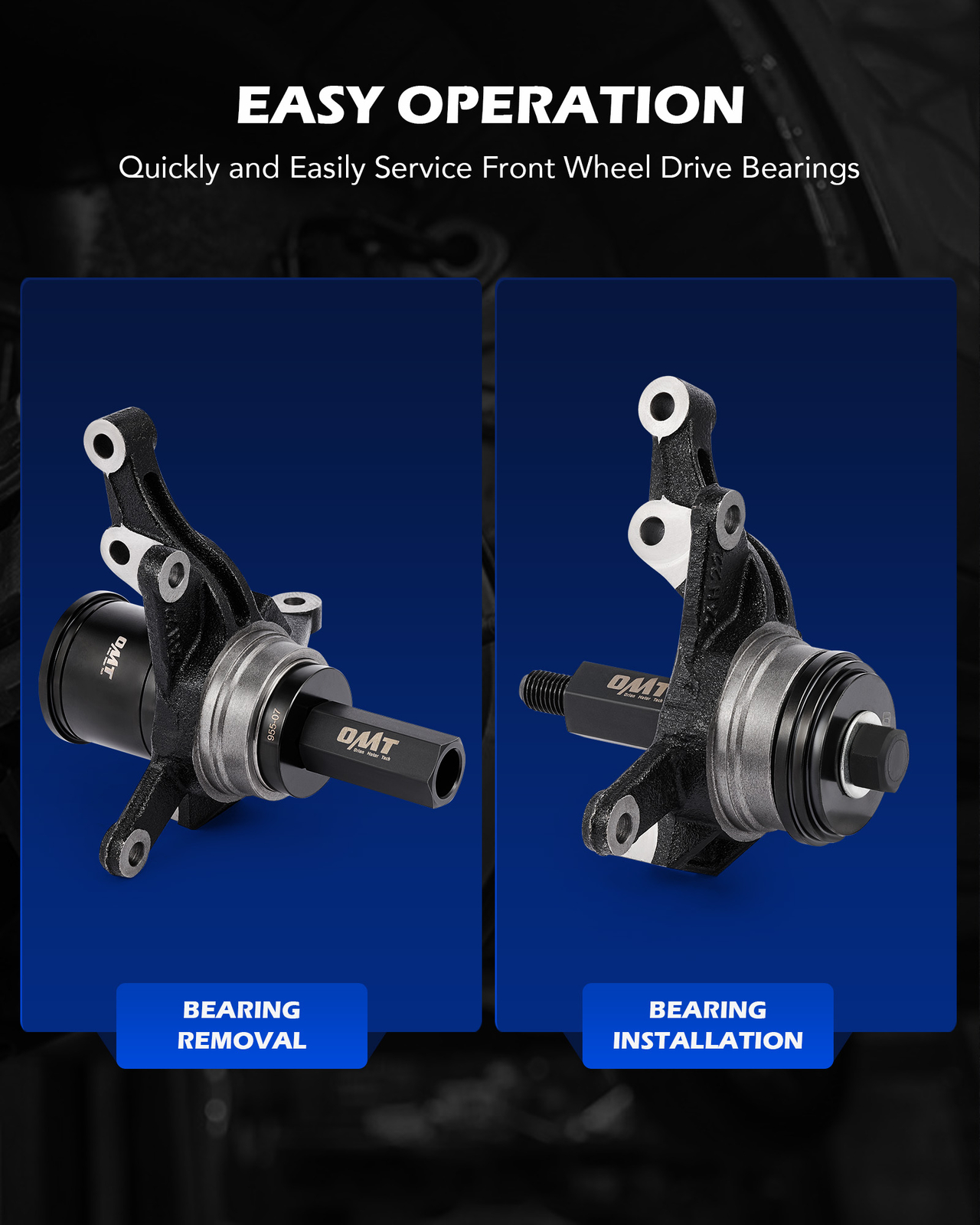 OMT FWD Front Wheel Bearing Press Drive Removal Adapter Puller Pulley Kit 24pcs