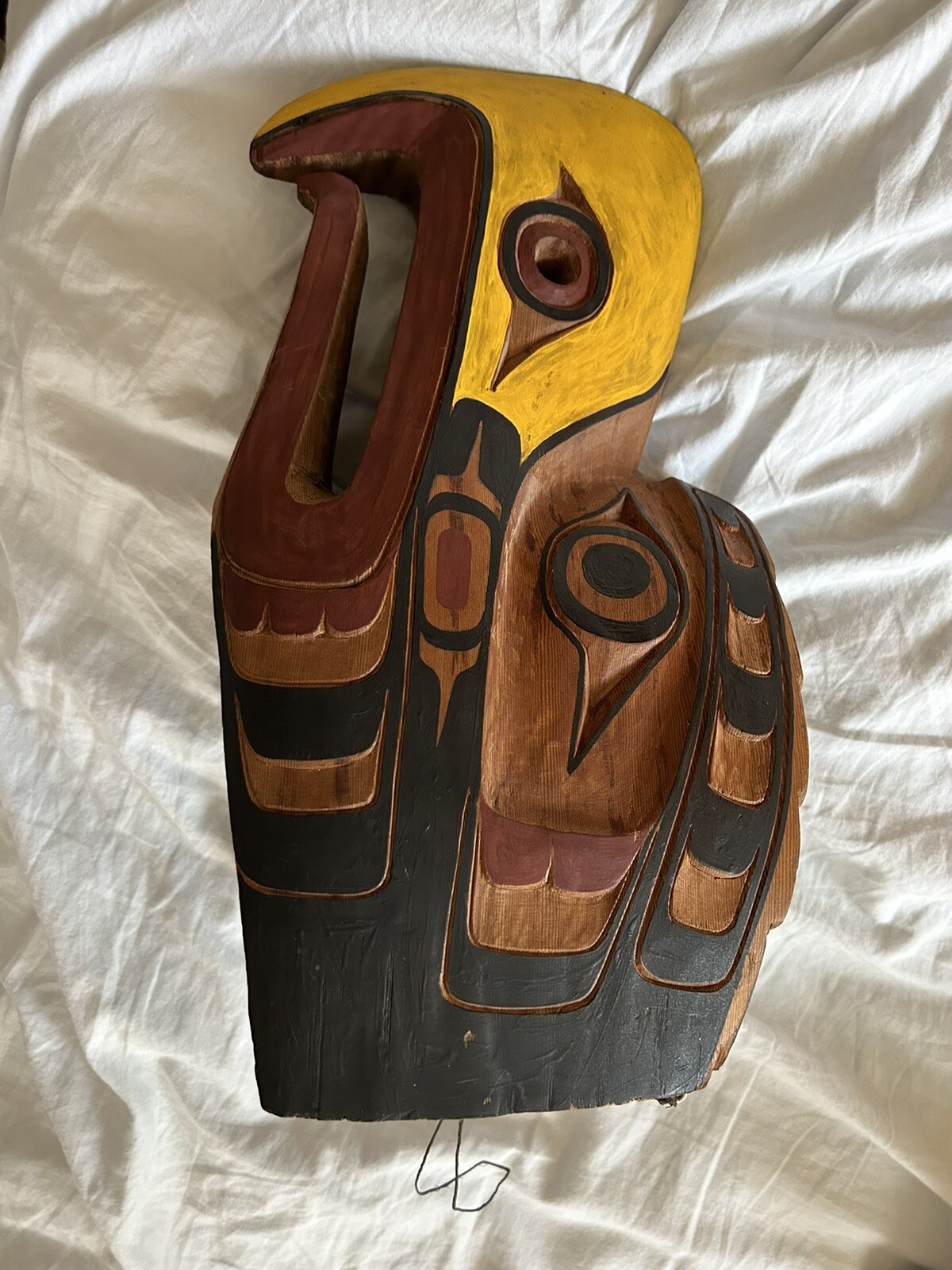 Northwest Coast Vtg Indian First Nation Cedar Headdress Mask Eagle Hand Carved