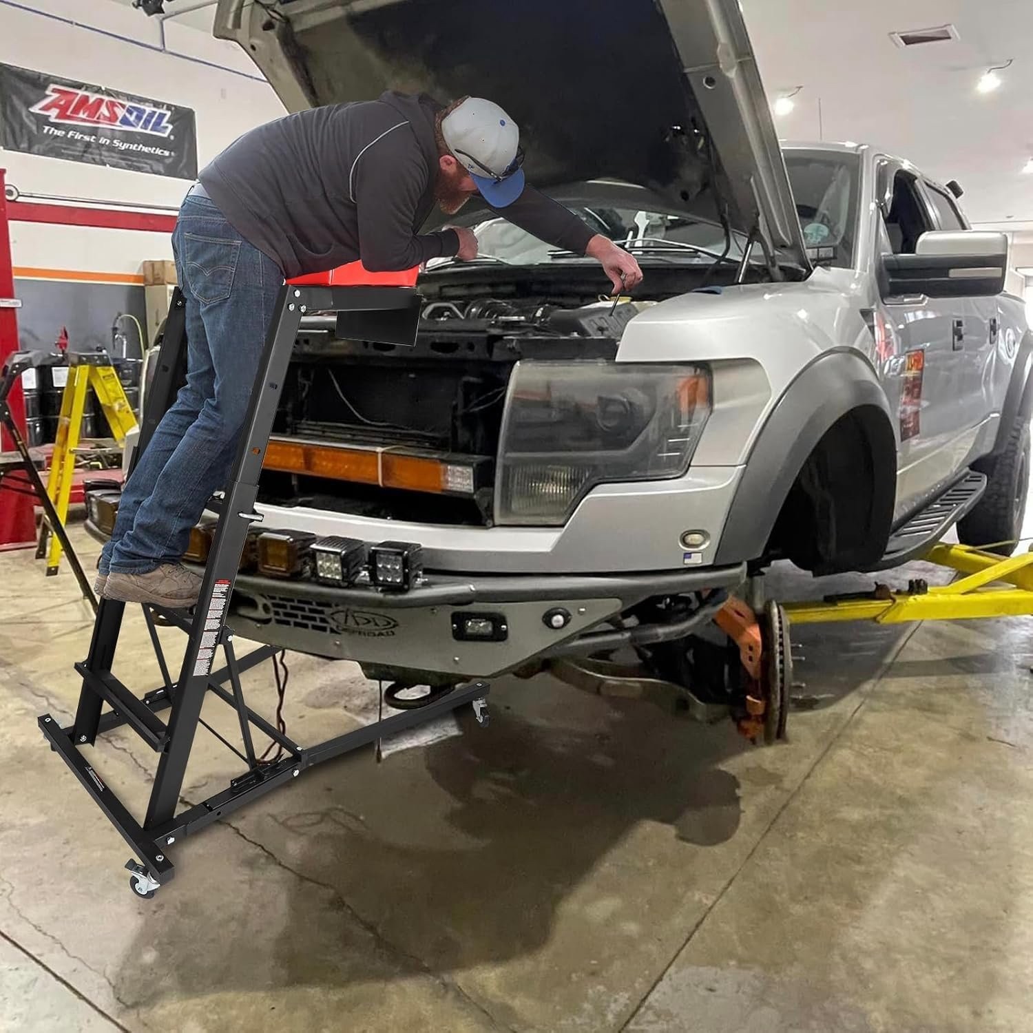 45 to 66 in Adjustable Height Foldable Automotive Engine Topside Rolling Creeper