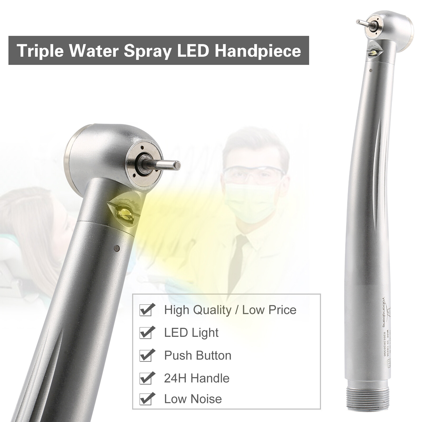 Pieza de mano LED turbina alta velocidad fibra óptica dental estilo NSK 2/4 Hole