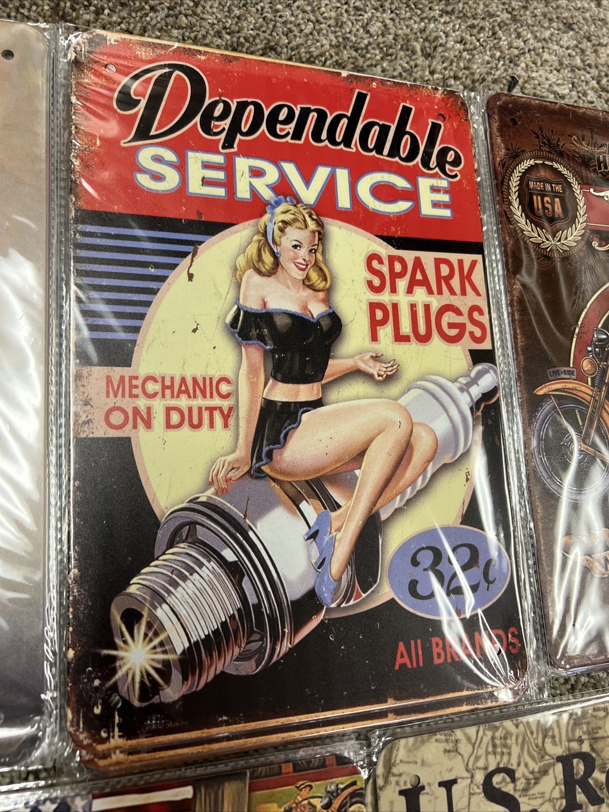 wall Sign decor tin metal plates set of 13 motorcycle Harley Davidson Indian New