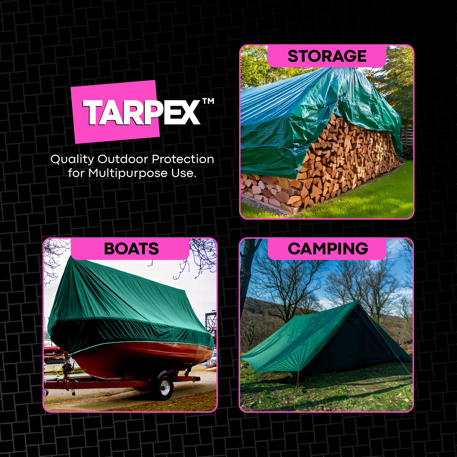 TARPEX - 10 Mil Green Black Heavy Duty Poly Tarp 12' x 14'