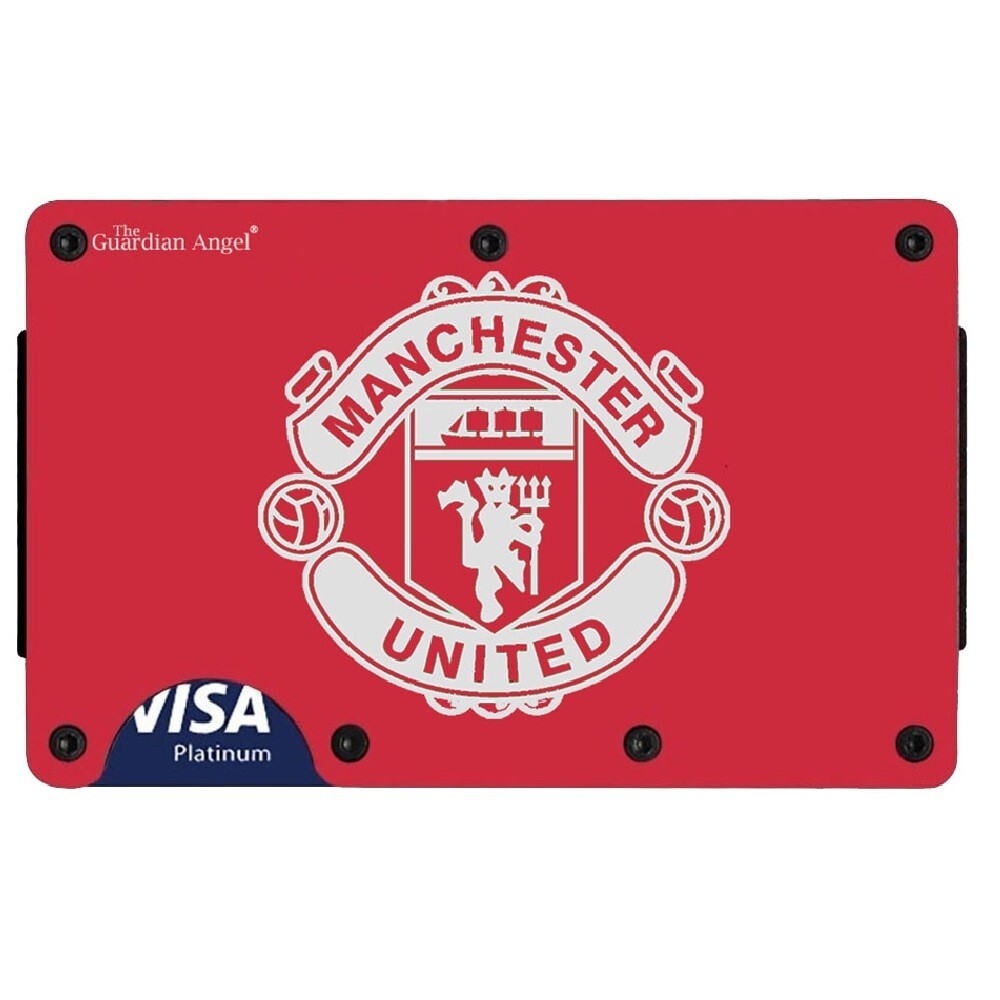 Manchester United Engraved Red Titanium Carbon Fiber RFID Blocking Wallet D7