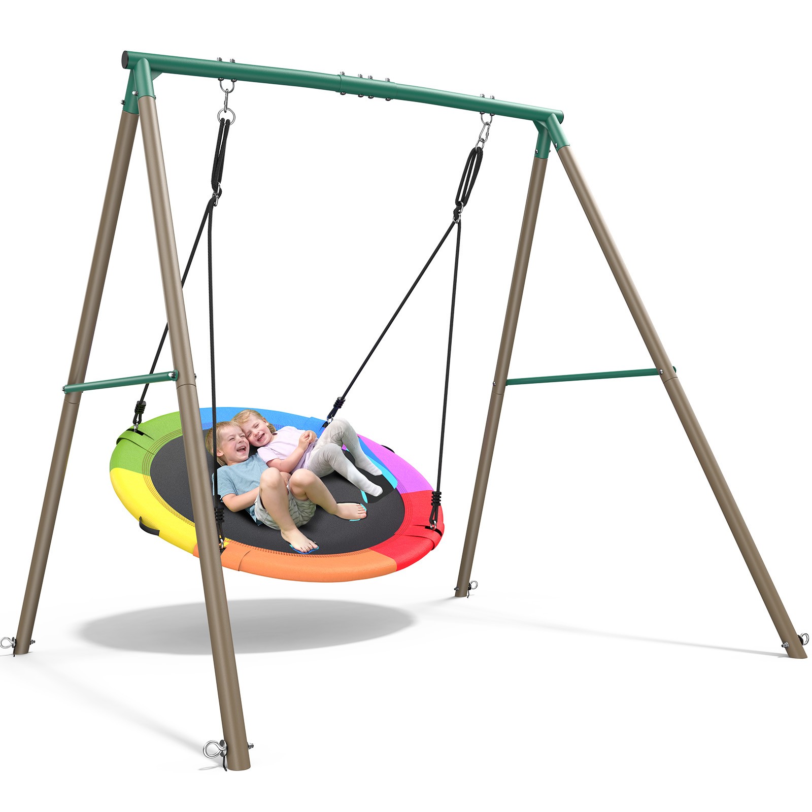 Hapfan 50" Saucer Swing with Frame 500lbs Heavy Duty Swing Sets for Kids Backyar