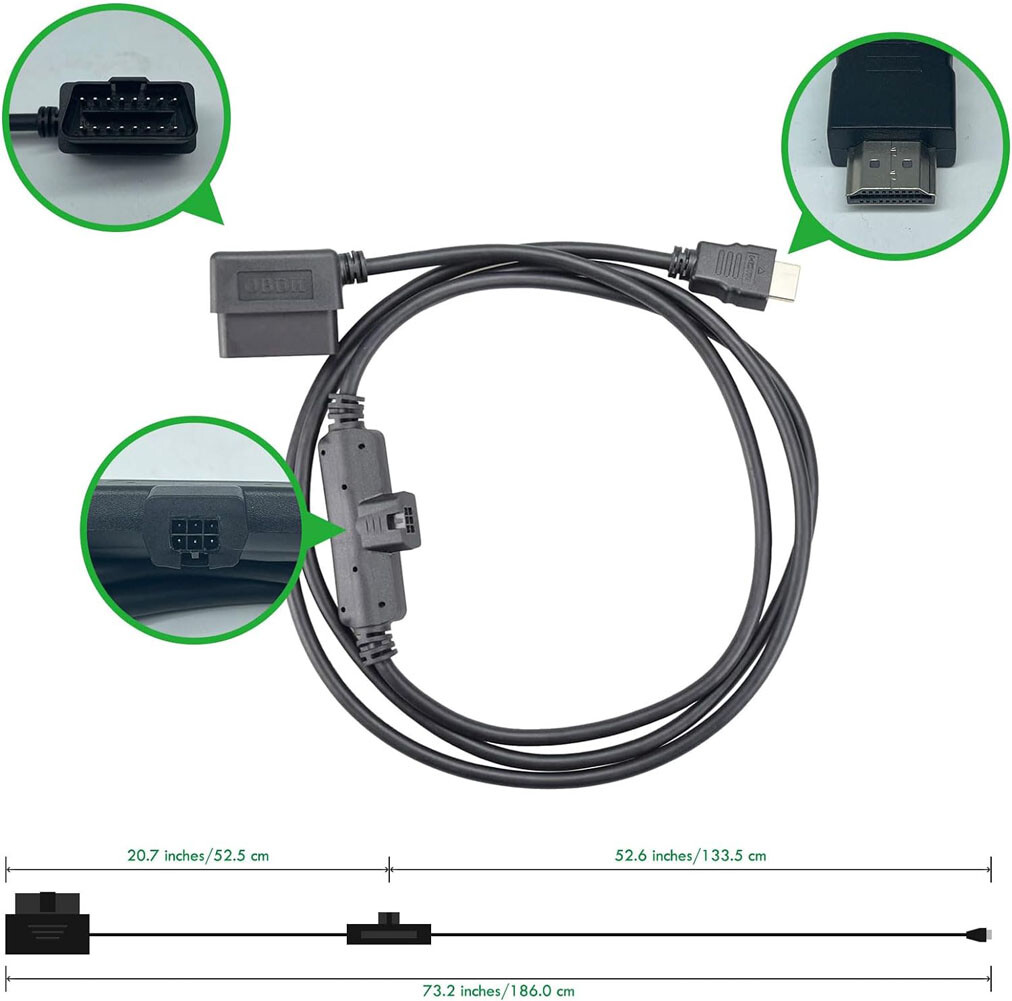 OBD2 to HDMI Monitor Interface Cable Fits for Edge CS2 CTS2 CTS3 Replacement