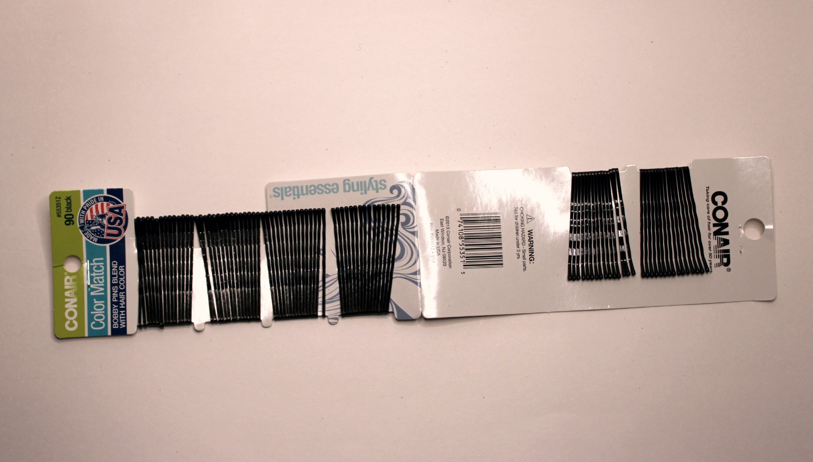 Conair Bobby Pins Black 2" – 6 Packs (90 Each, 540 Total) – Made in USA – Secure