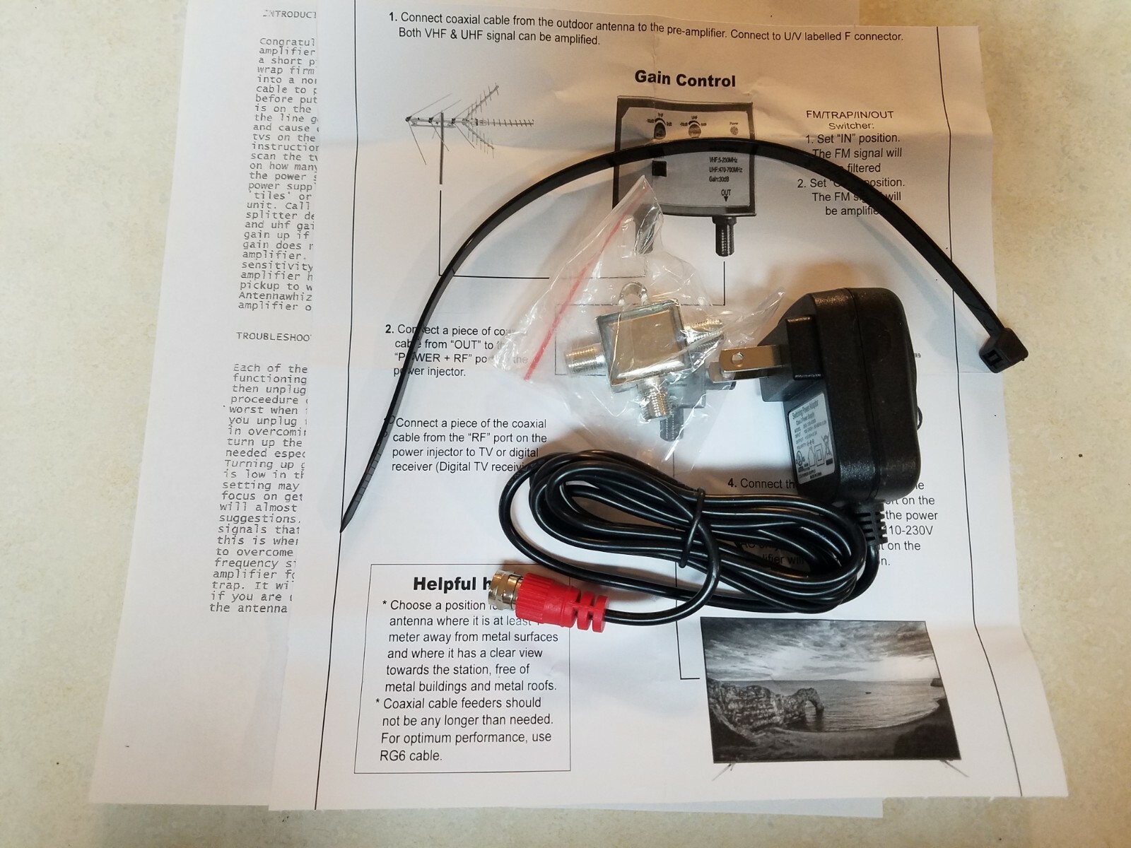 TV ANTENNA BOOSTER SIGNAL AMPLIFIER LOW NOISE 30DB HDTV OUTDOOR AMP LONG RANGE