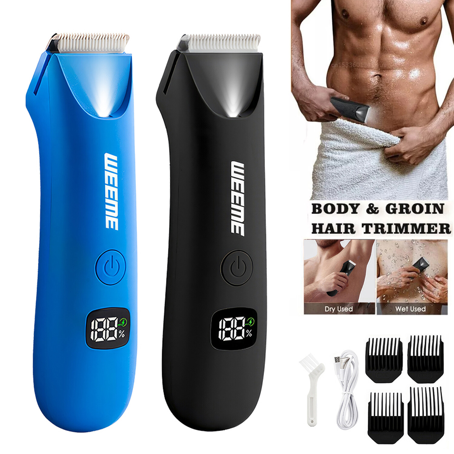 Ball Trimmer for Men Manscape Pubic Hair Waterproof Electric Groin Body Shaver