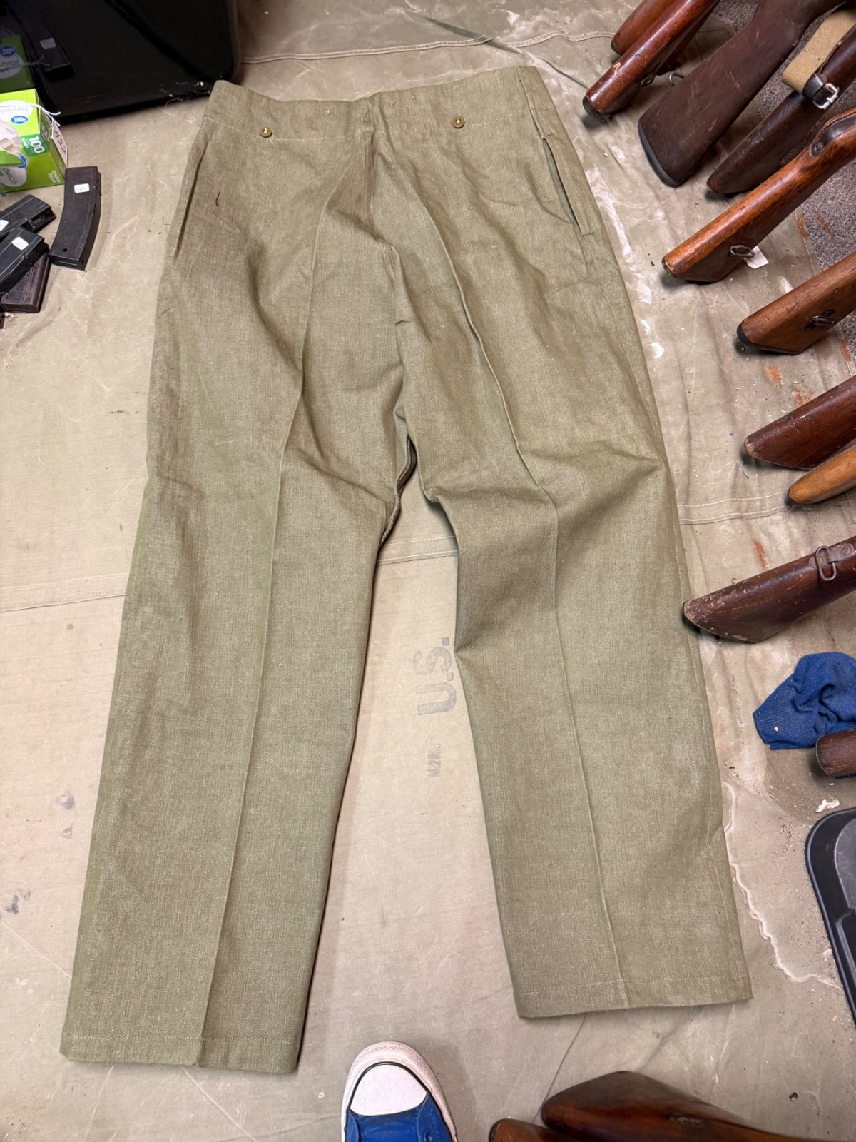 WWII BRITISH ARMY P1937 P37 SUMMER DENIM BATTLEDRESS FIELD TROUSERS-SIZE 3XL