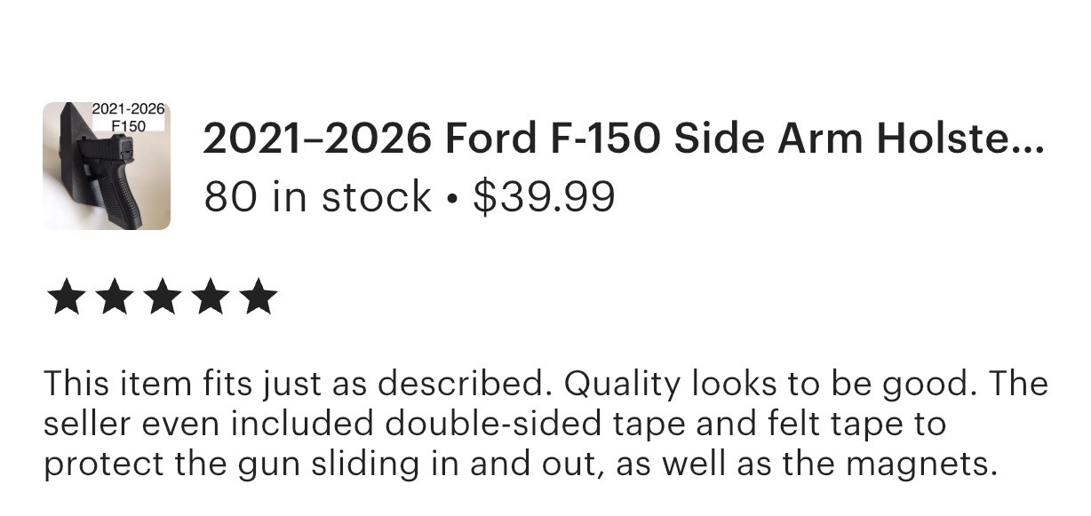 F-150 Center console mount Holster 2021-2026 FREE SHIPPING! Ford F150