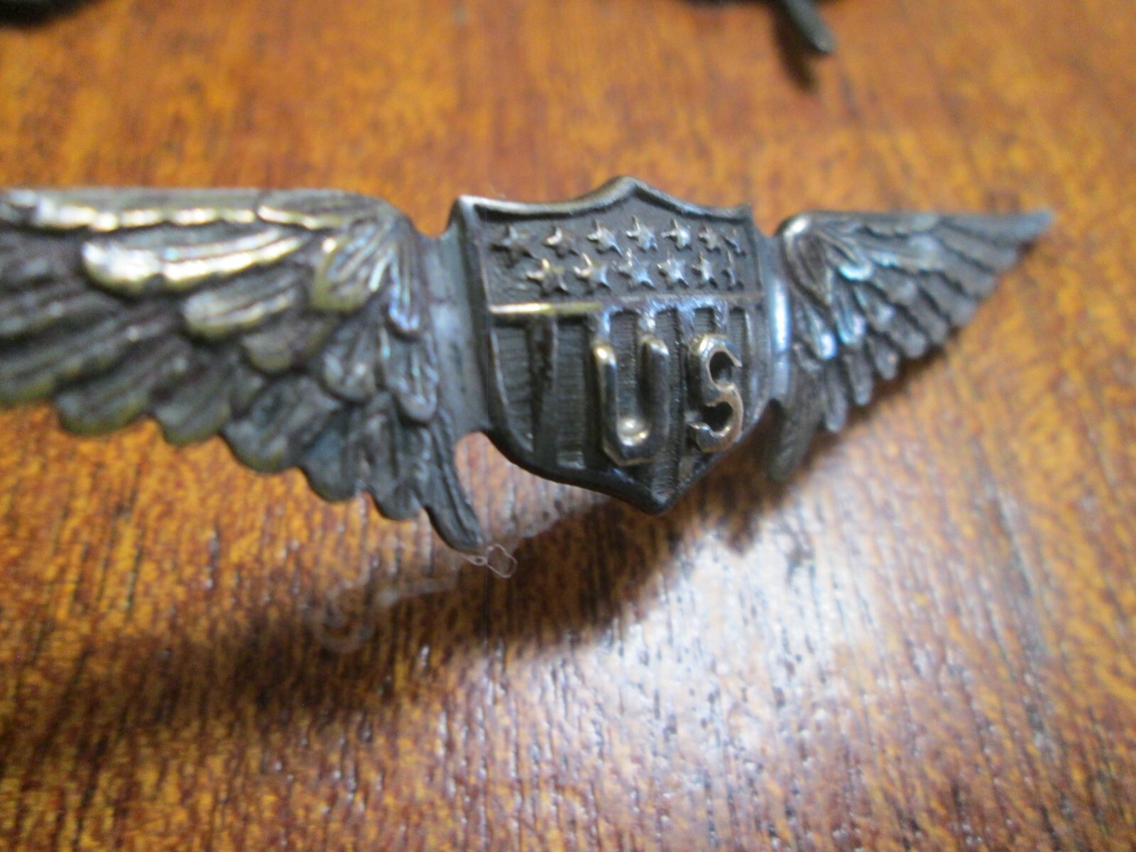ORIGINAL World War I Silver Pilot's Wings W/ Gold US, plus matching insignia