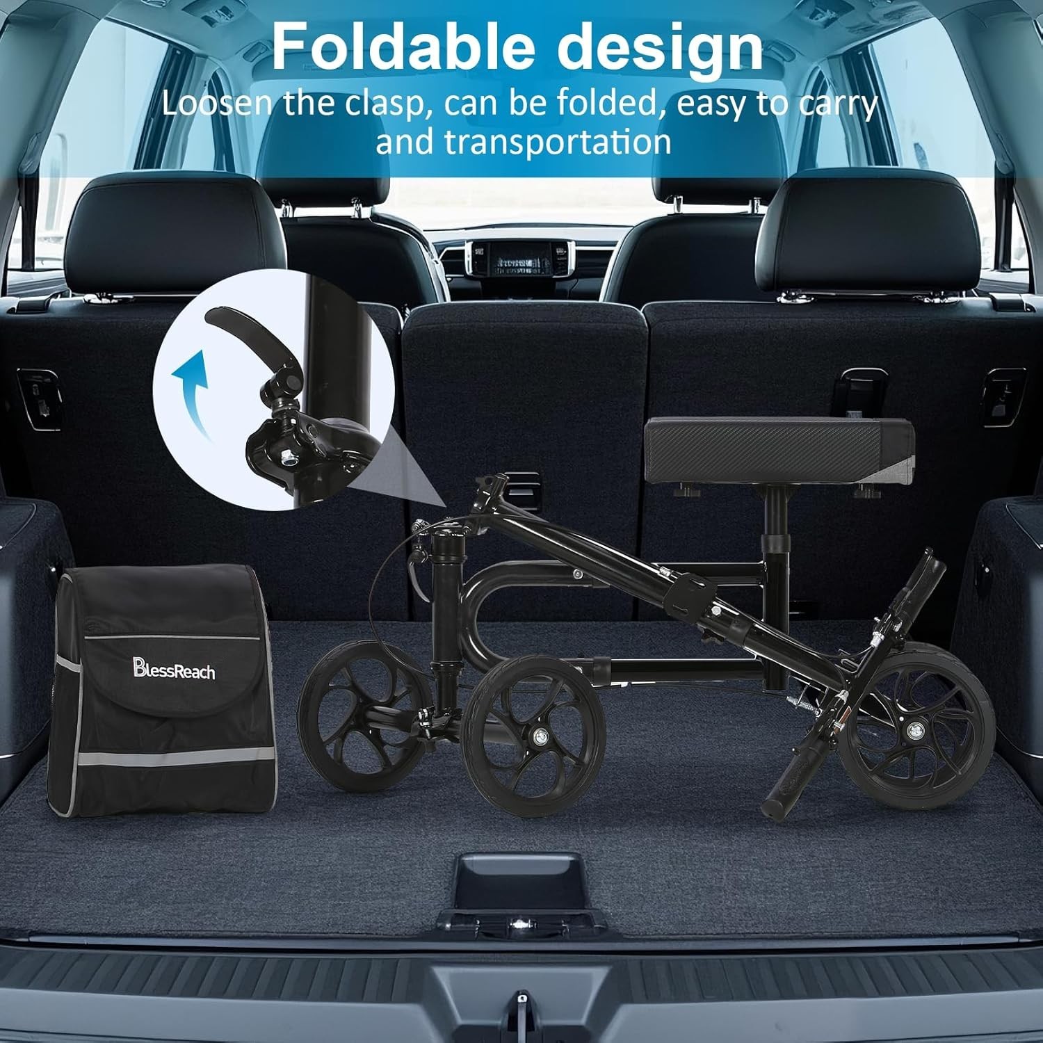 Economy Steerable Knee Walker, Dual-Brake Knee Scooter, Foldable Crutch