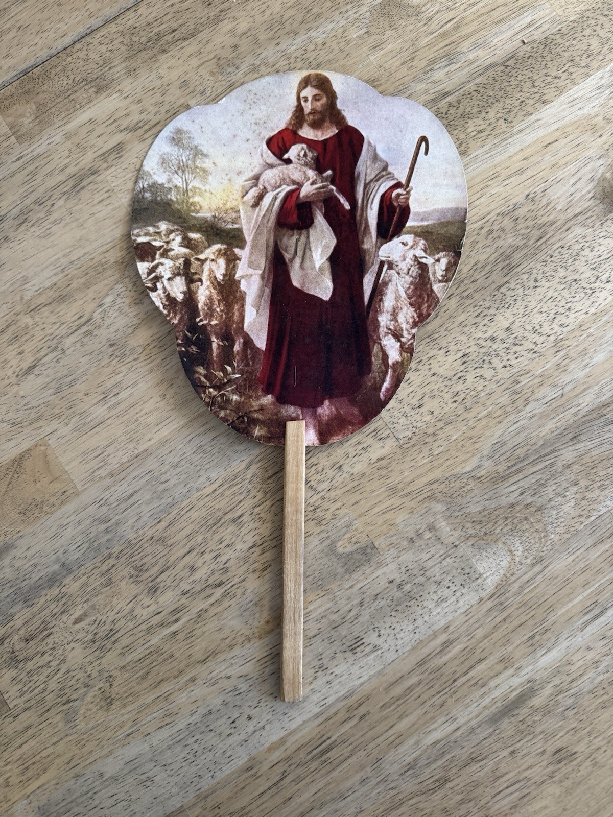 5 Vintage Hand Fans Grocery 1936 Church 1981 Jeweler VA Religious Hand Fans