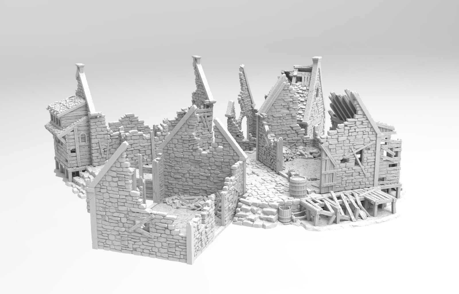 Grimdale Slums with Courtyard 28mm Ruined Village Terrain D&D Warhammer Mordheim