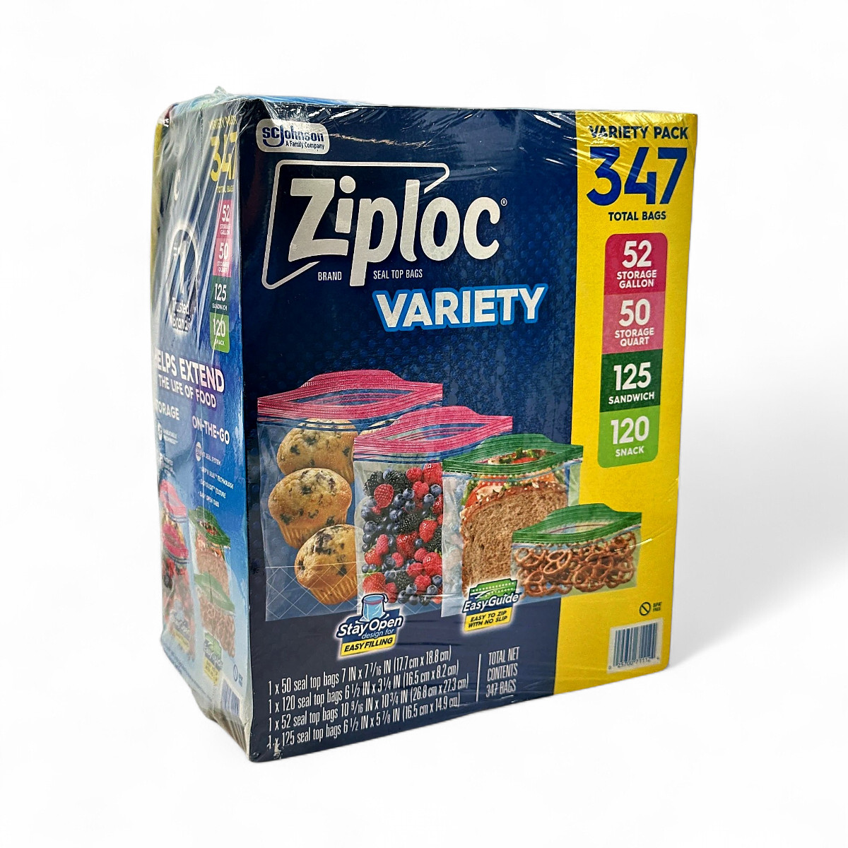 Ziplock Seal Top Bags Variety Pack 347-Count Clear