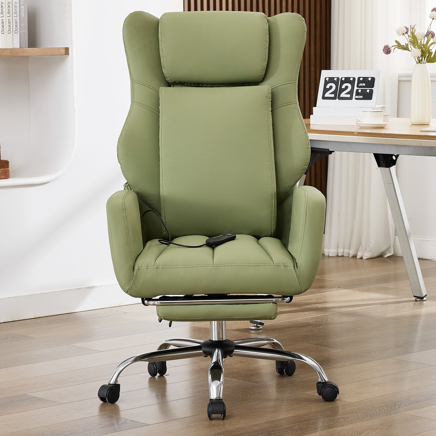 Massage Office Chair w/ Flip-Up Arms & Lumbar Support - 135° Recline, for Xmas