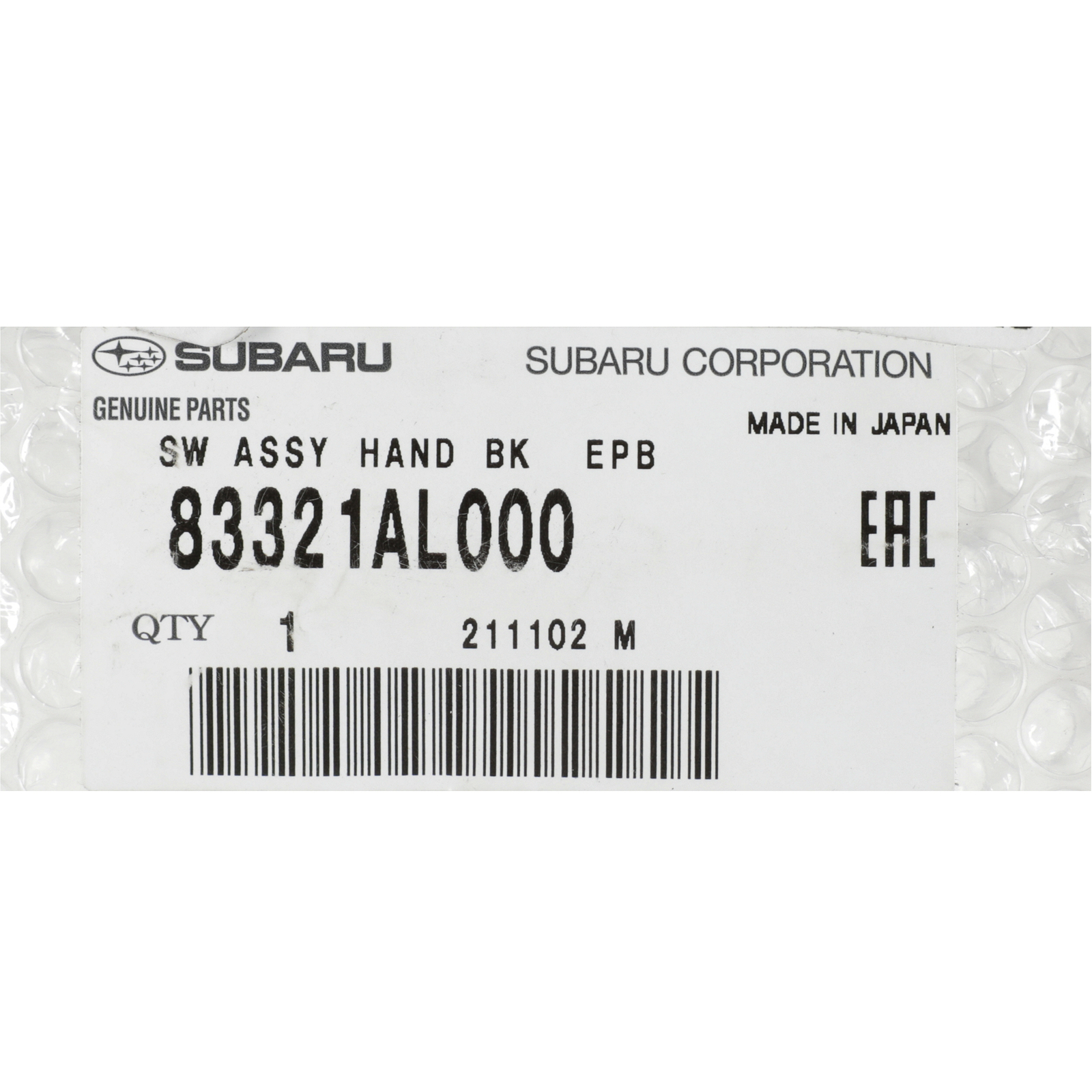 OEM NEW 2015-2019 Subaru Legacy Outback Parking Brake Switch 83321AL000