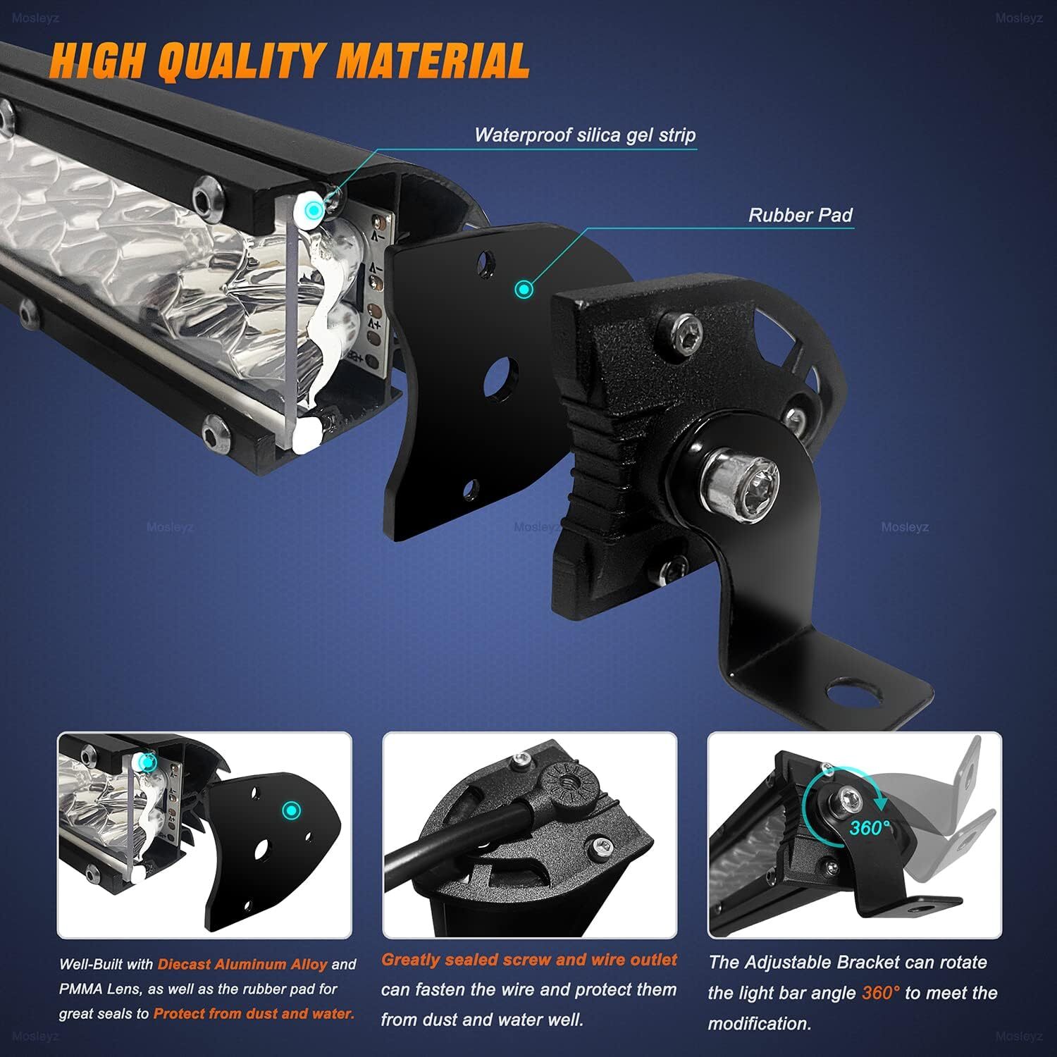 Fit 12-19 Kawasaki Teryx KRX 1000 14inch LED Light Bar Yellow Spot Flood Beam