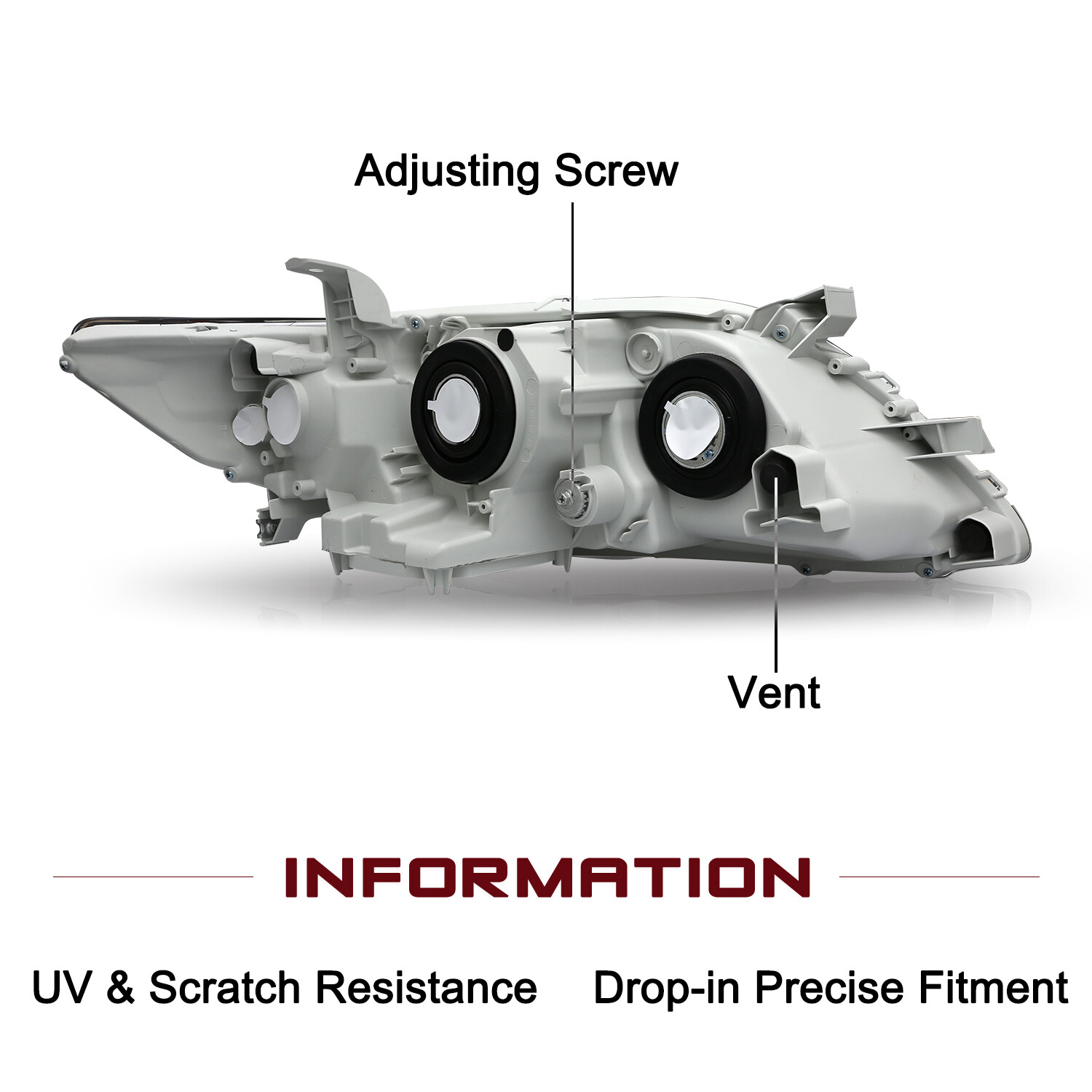 Headlights for 2007 2008 2009 Toyota Camry Chrome Amber Projector LH+RH Pairs