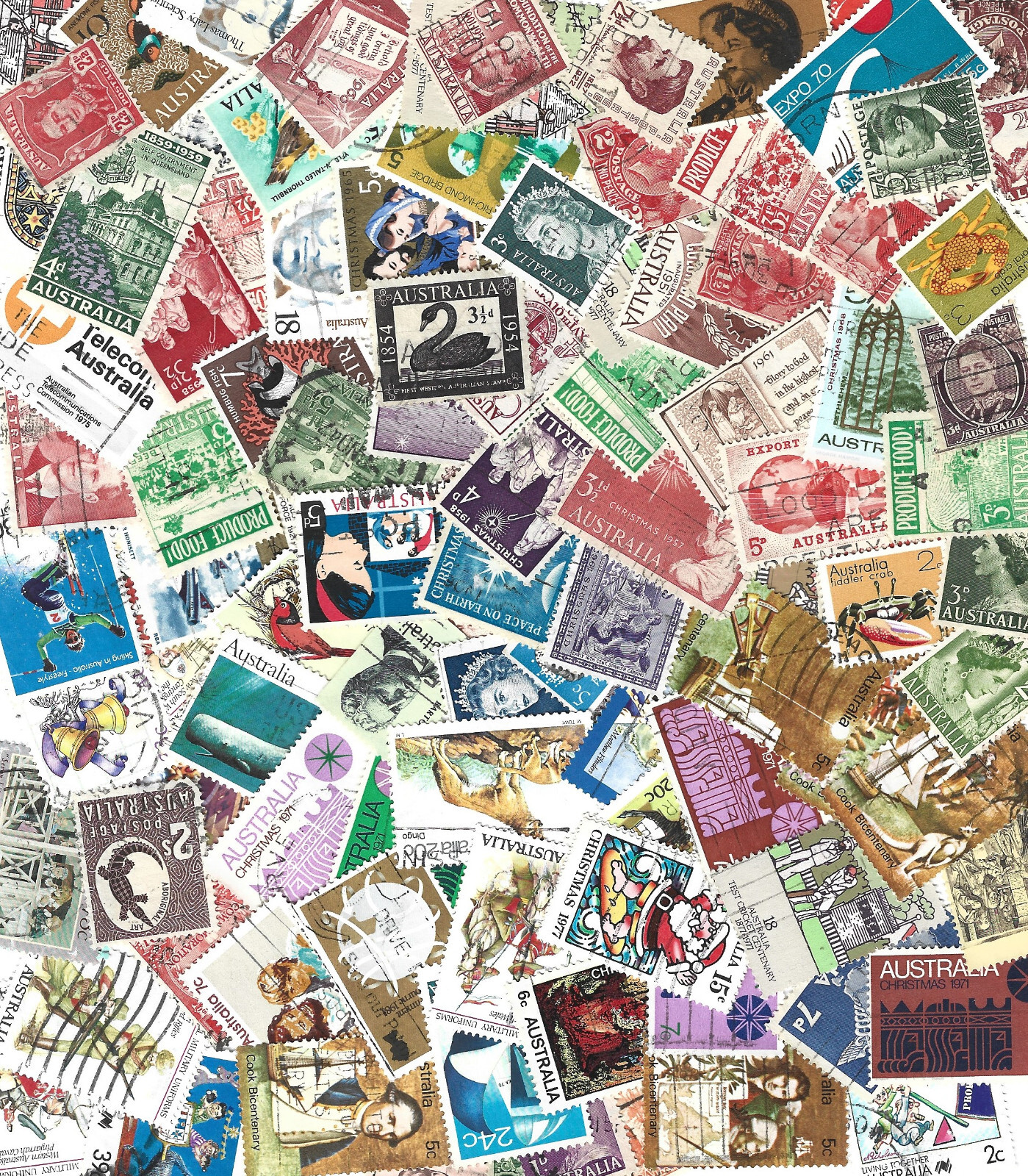 AUSTRALIA - 150 different used off paper stamps