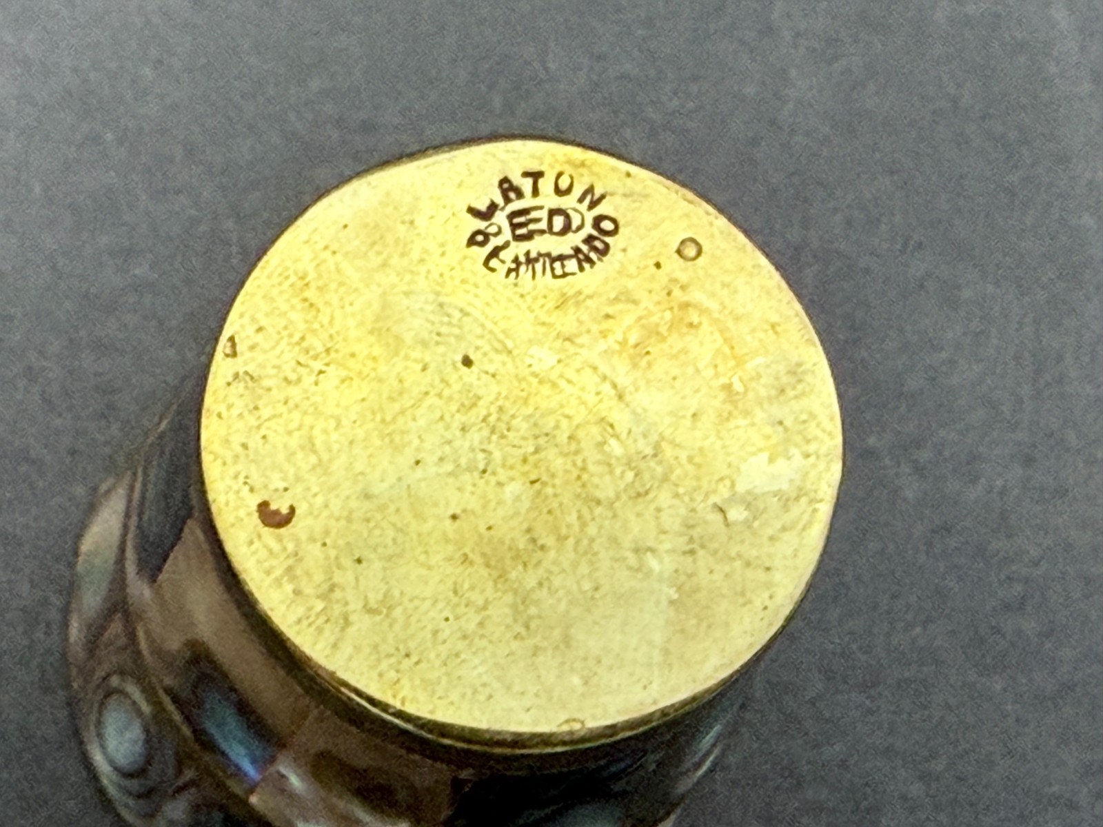 Vintage Brass and Abalone Shell Shot Glass Made in Mexico