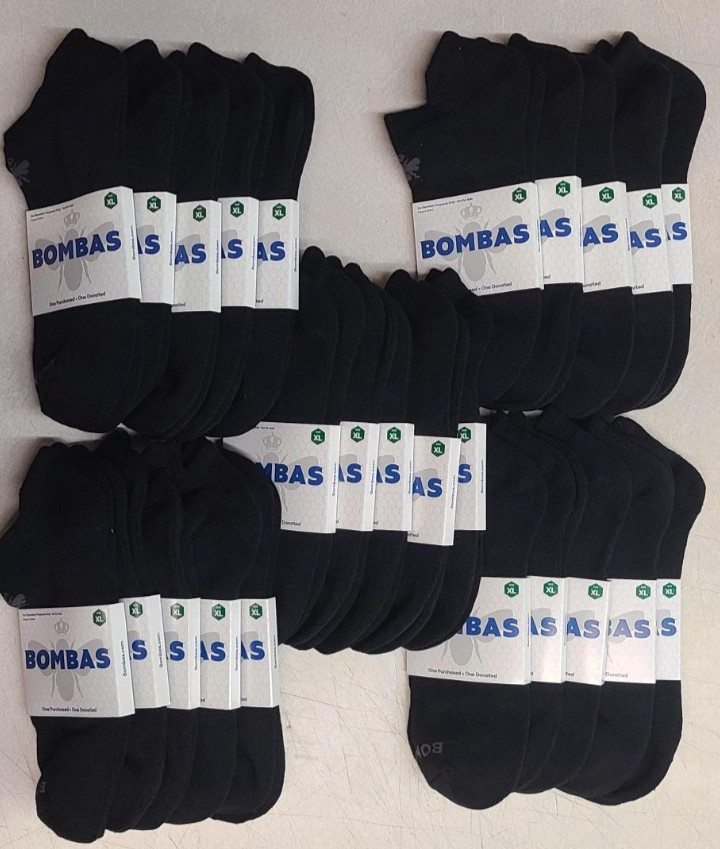 Bombas Black Socks Size XL Ankle 25 Pairs NEW