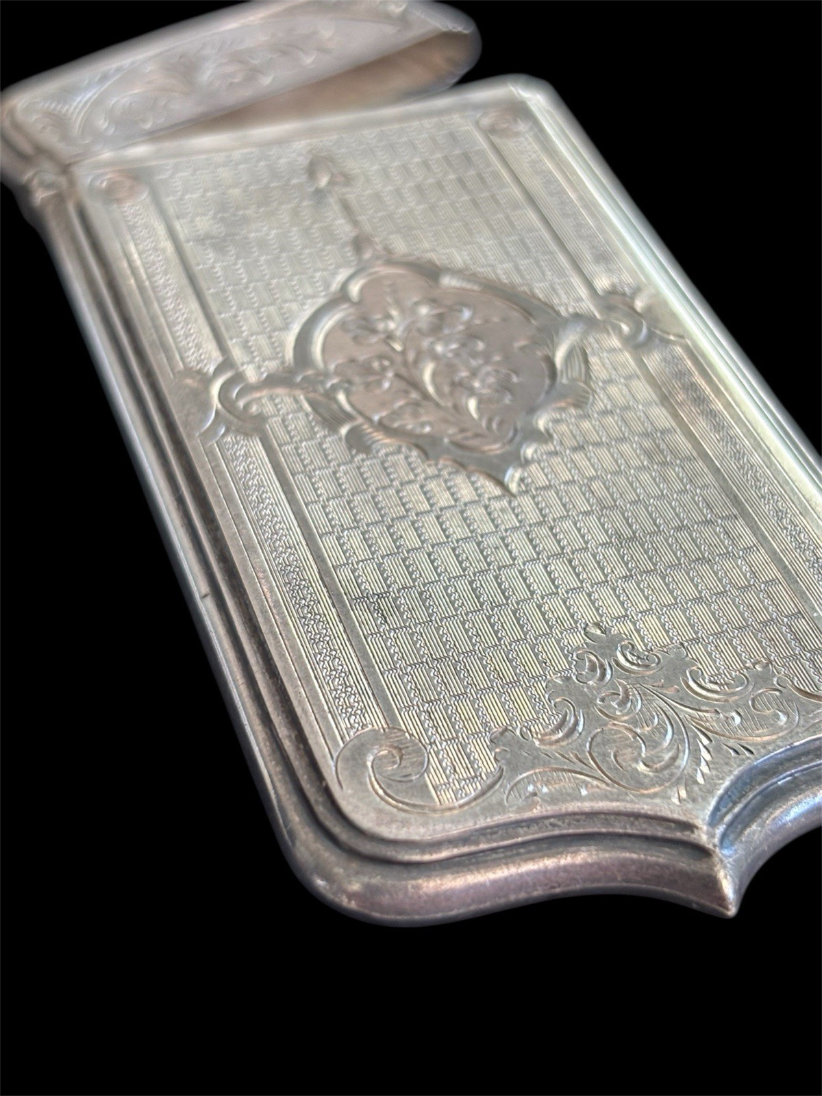 Sterling Silver Edwardian Engraved Cigarette Card Hinged Case 32.7g 925