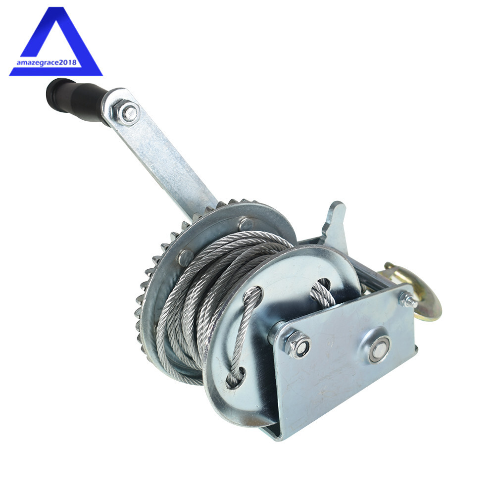 1600lbs Hand Winch Boat Winch Hand Crank Winch W/10m (32ft) Cable Manual Winches