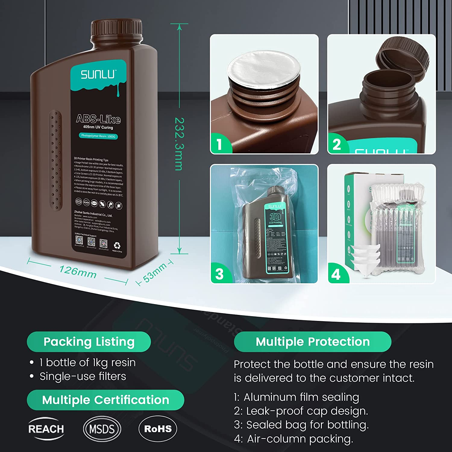 10×1KG SUNLU Standard/Standard-Plus/Washable/Toughness/ABS-Like/PA-Like Resin