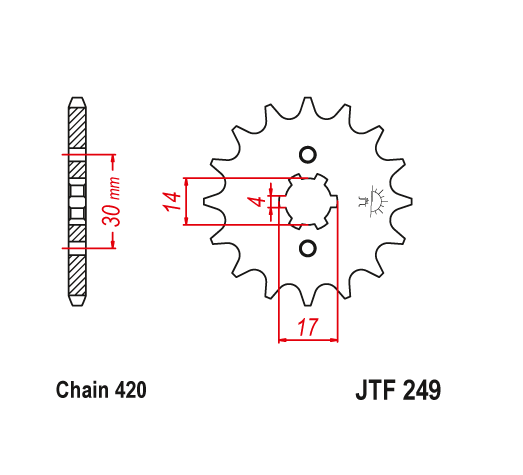 JT Front Sprocket 14 14T Tooth Kawasaki KLX110 2002-2022 Honda GROM 125 13-23