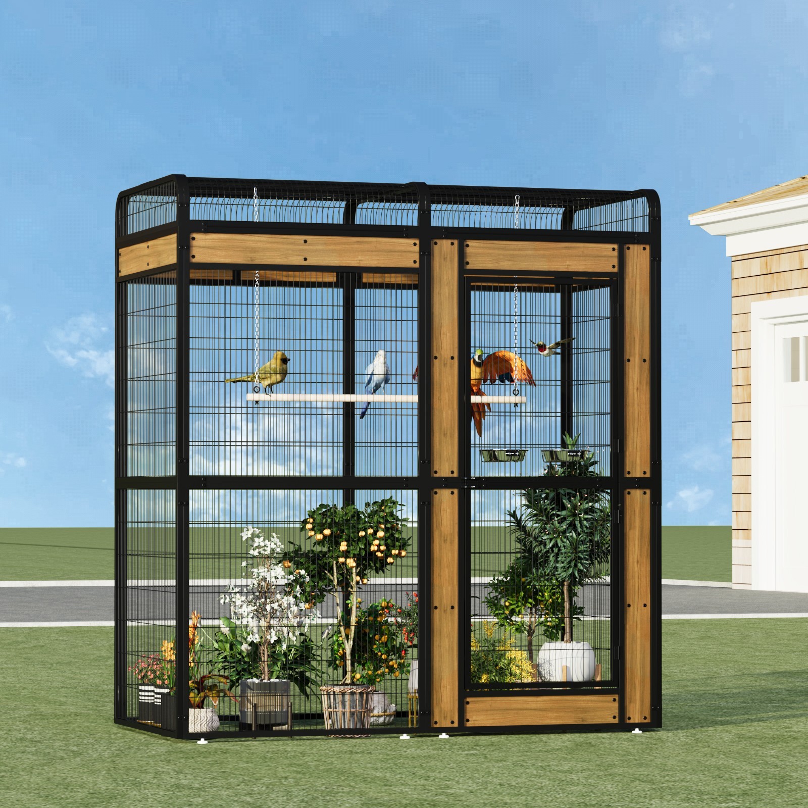 68.7 in Large Metal Aviary Bird Cage for Parakeet Macaw Parrot Budgies Lovebirds