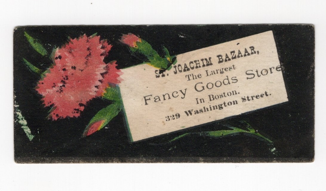1880-90s - St. Joachim Bazaar Fancy Goods Store Boston MA Card - XL2B